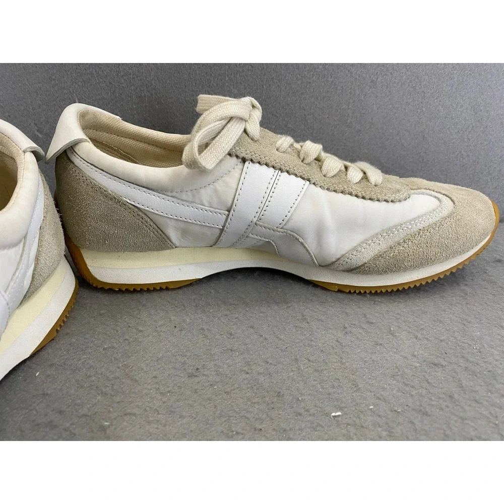 Tory Burch‎ HANK Women 8M Cream White Suede Leather Track Sneakers 82187